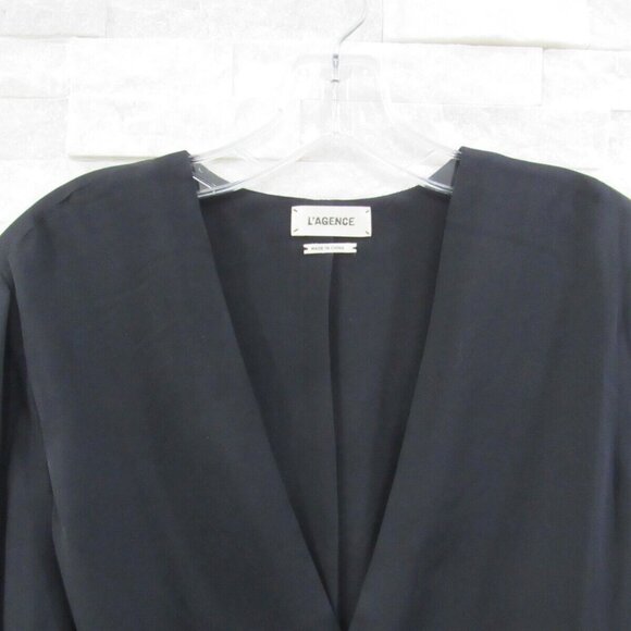 L'Agence Black %100 Silk Wrap Crossover Blouse EUC - Picture 4 of 10